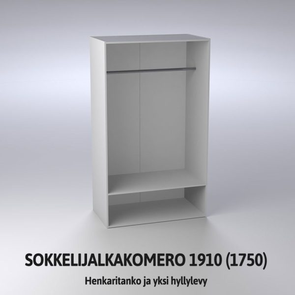 Sokkelijalkakomero 1910 henkaritanko ja hyllylevy Sokkelijalkakomero 1910 henkaritanko ja hyllylevy