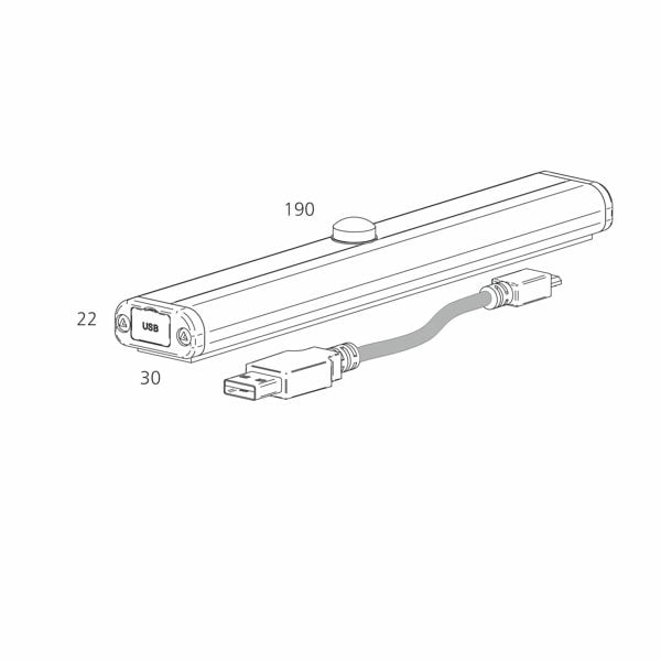 USB Ledvalaisin Regleta mitat USB Ledvalaisin Regleta mitat